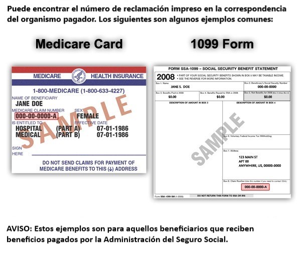 The claim number can be found on a Medicare card or 1099 form.